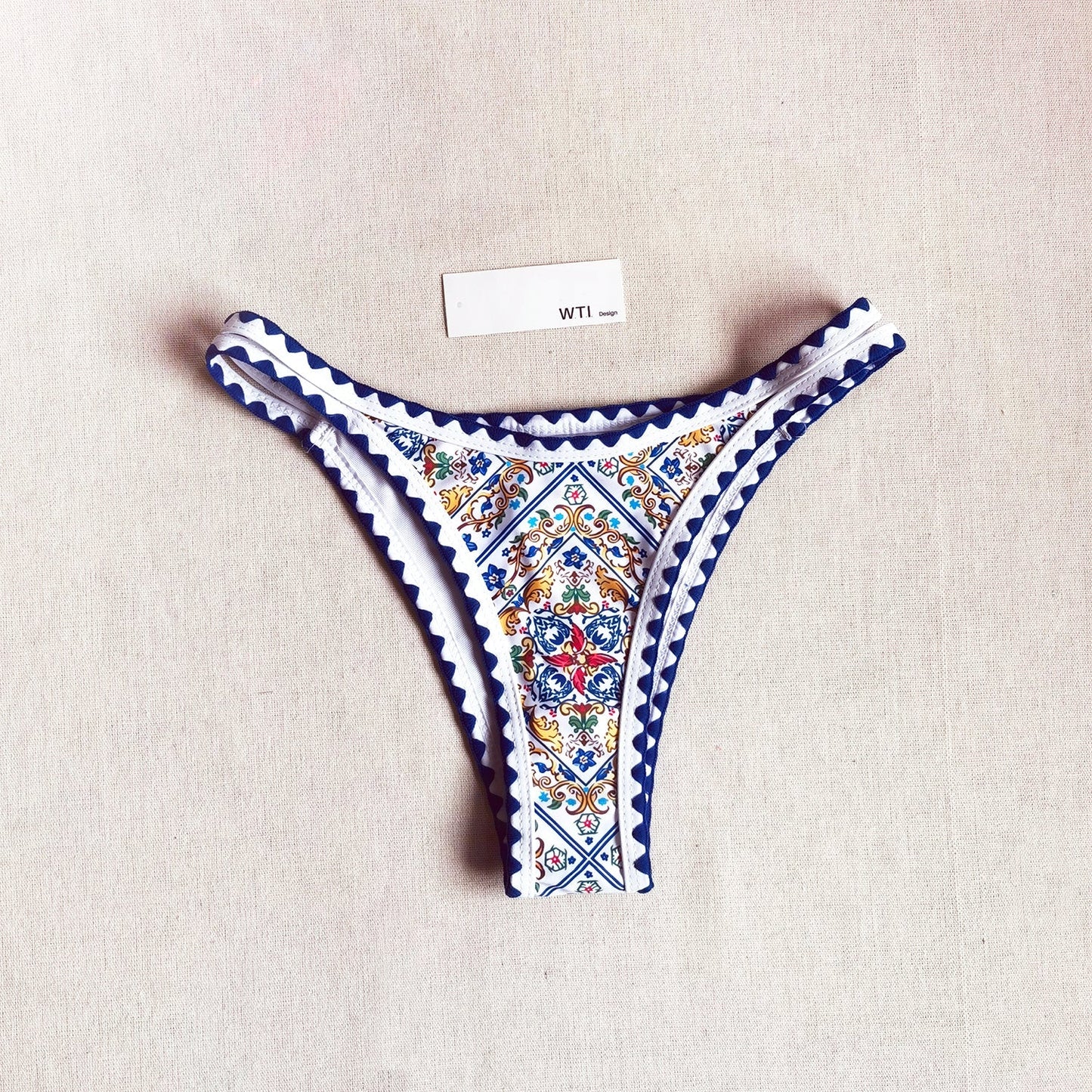 Floral Print Crochet Hem Triangle Bikini Swimsuit
