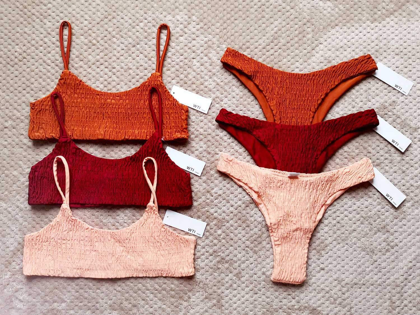 Cute Scrunch Spaghetti Bikini Set - worthtryit.com