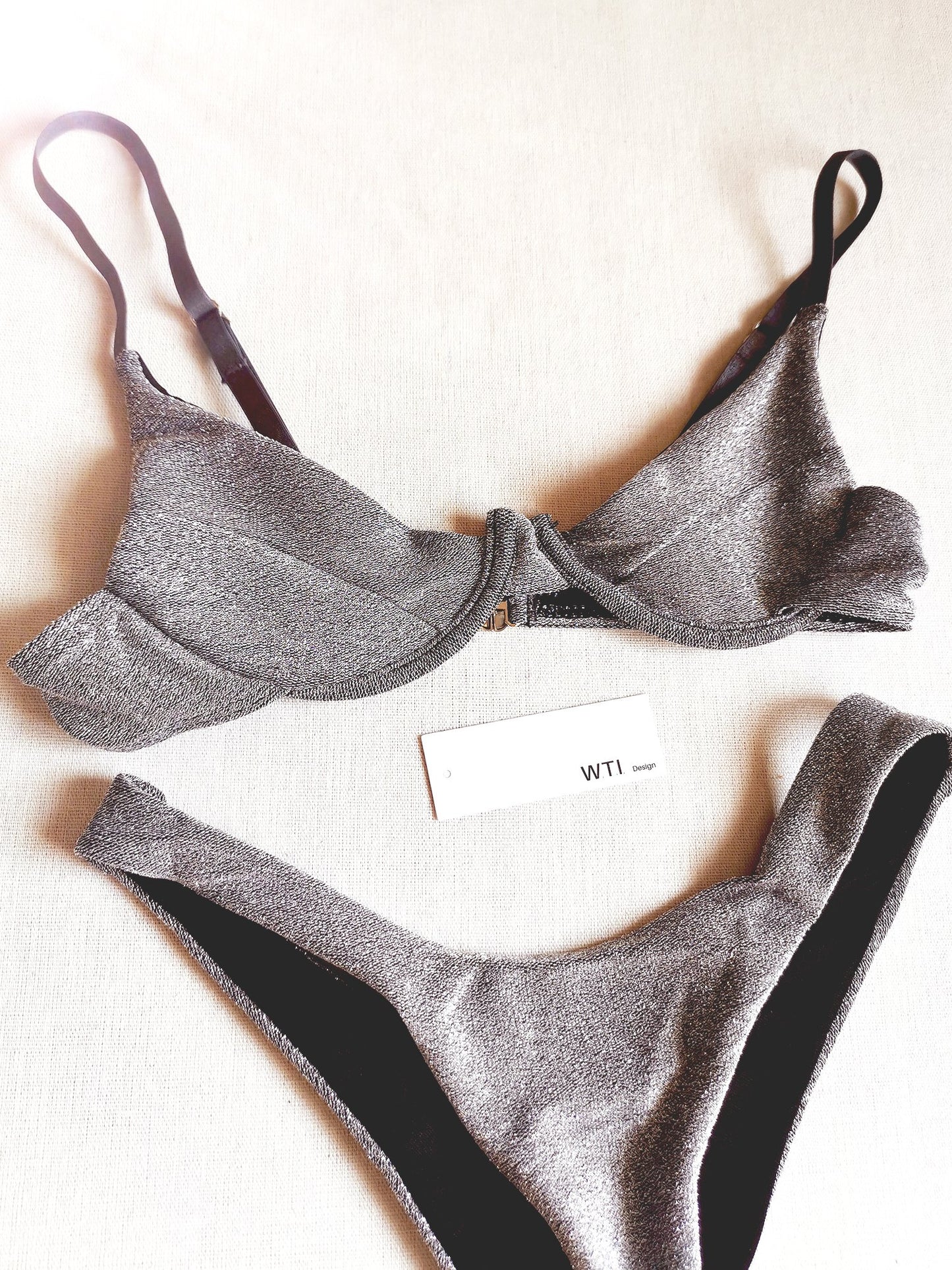 Silver Knit High Rise Underwire Bikini Set