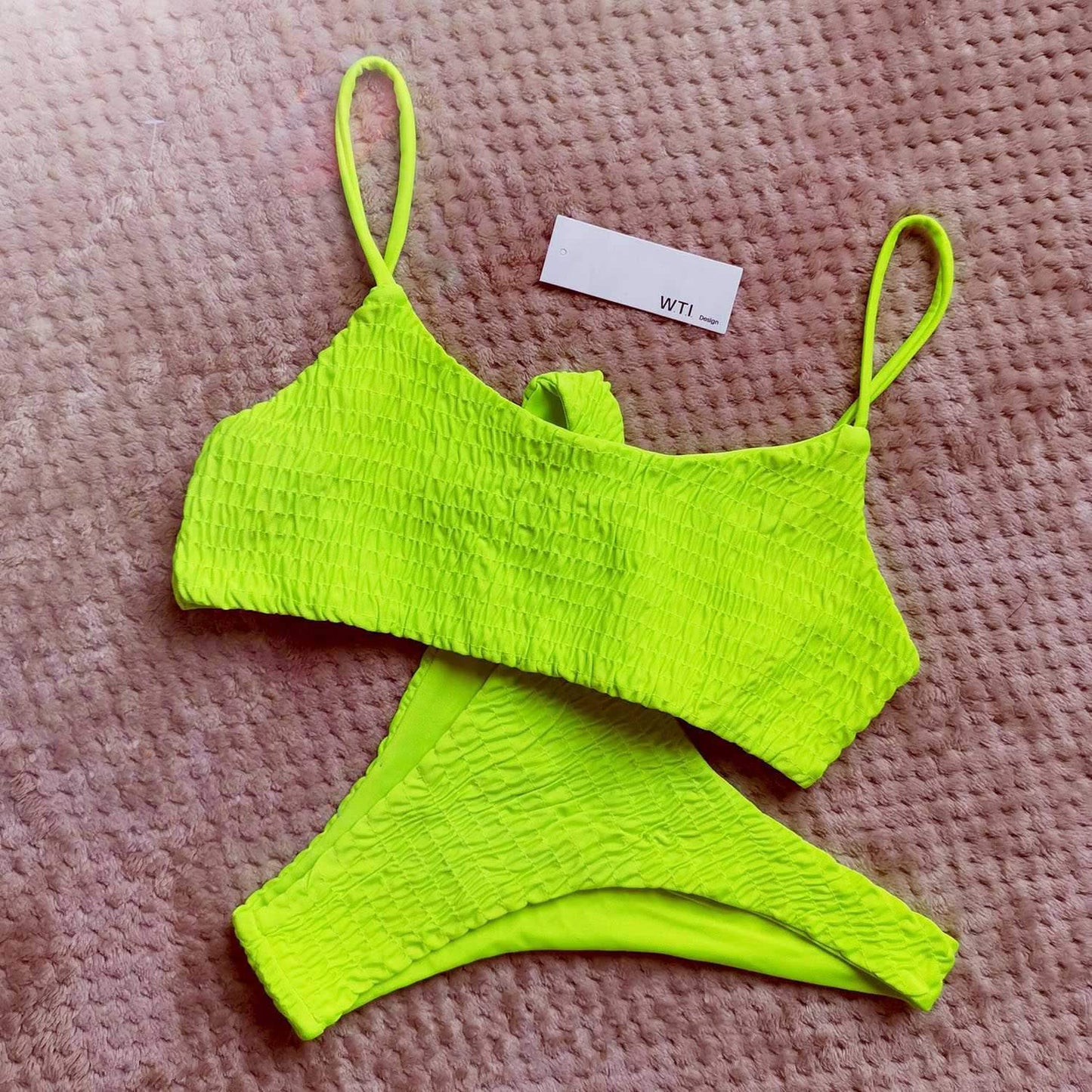 Cute Scrunch Spaghetti Bikini Set - worthtryit.com