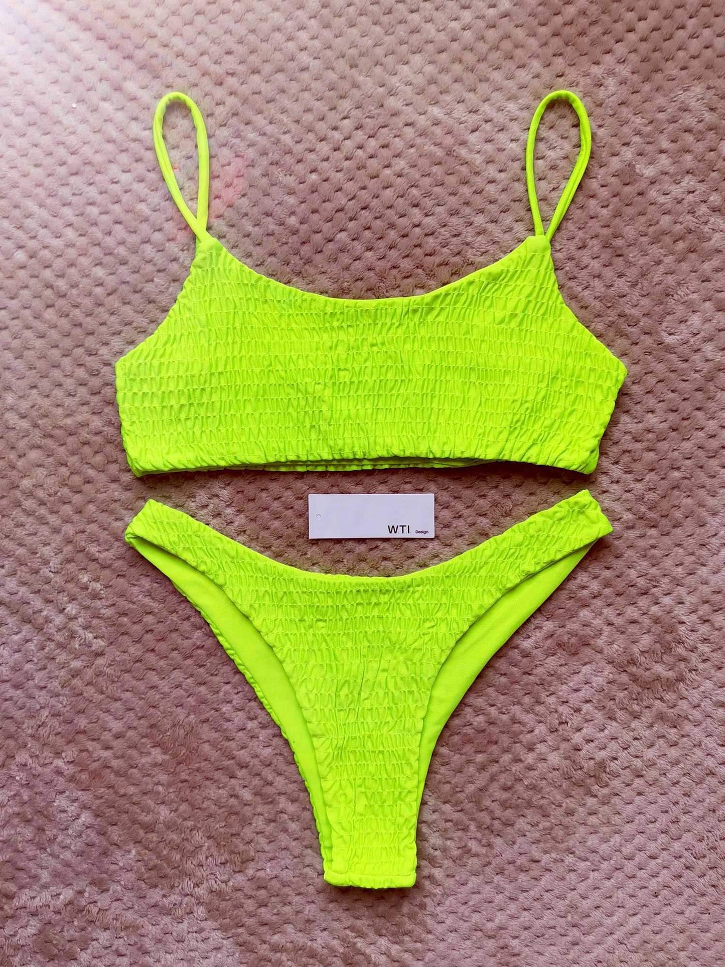 Cute Scrunch Spaghetti Bikini Set - worthtryit.com