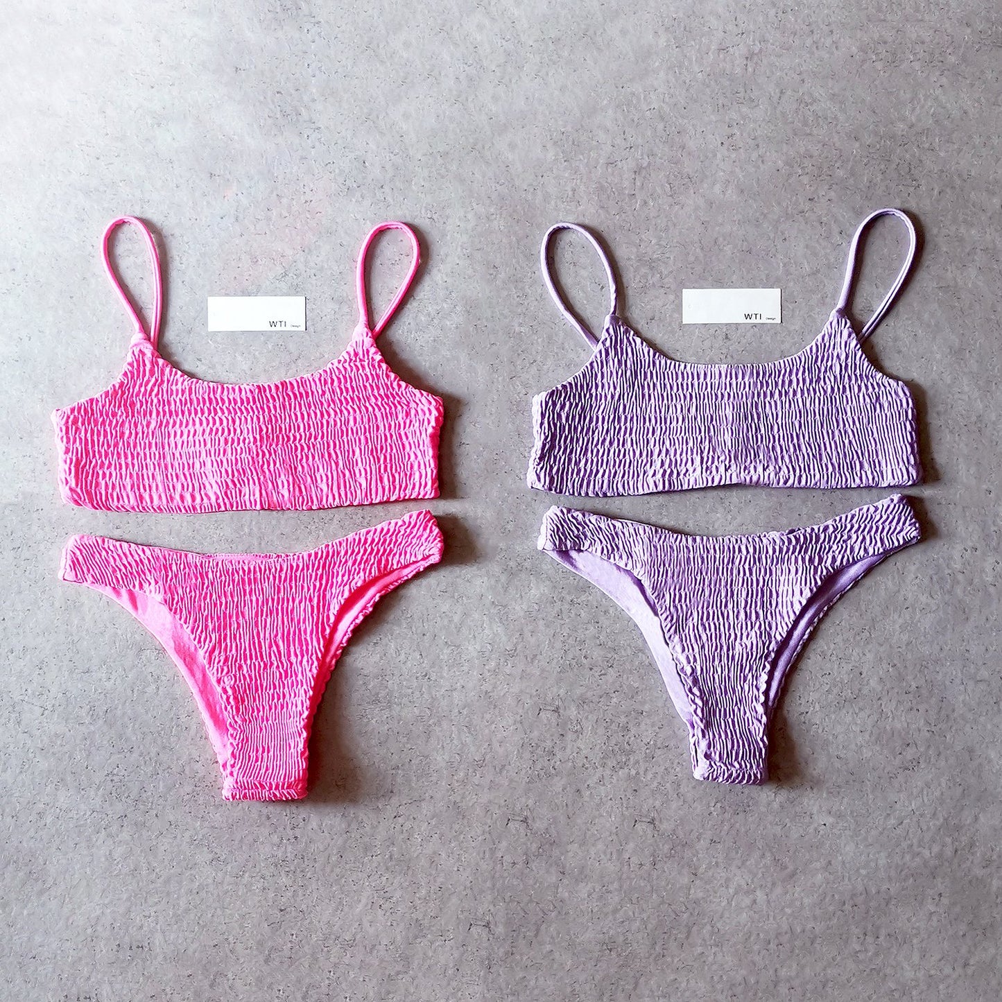 Cute Bikinis Scrunch Swimsuit Spaghetti Bikini Set