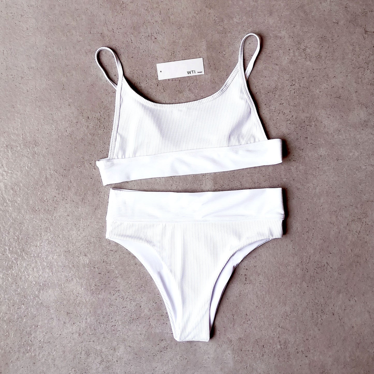 Classic Ribbed Crop Top High Waist Bikini Swimsuit PX20 - worthtryit.com