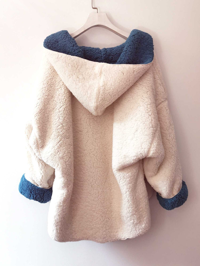 Reversible Oversized Soft Fuzzy Hoodie Coat