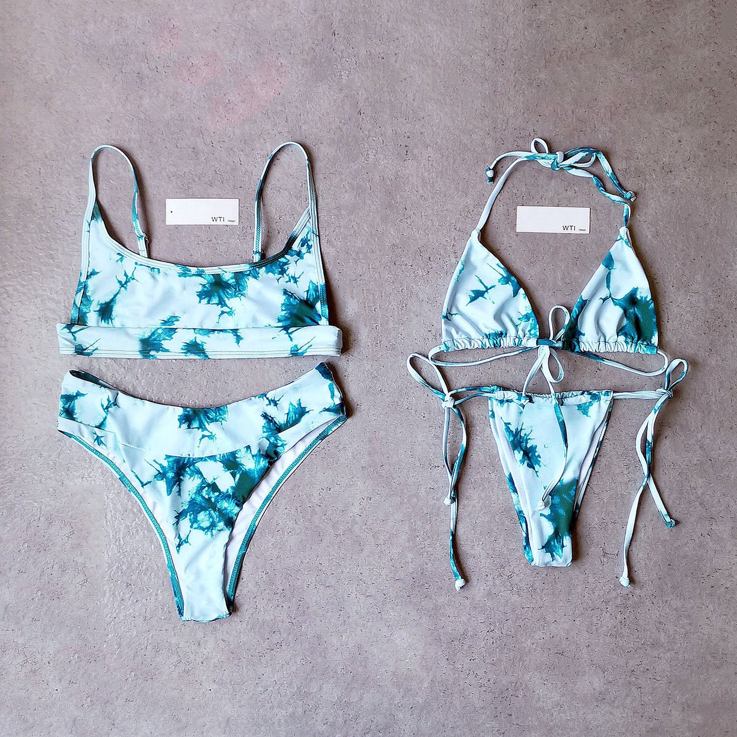 Tie Dye Cheeky Triangle Bikini Swimsuit