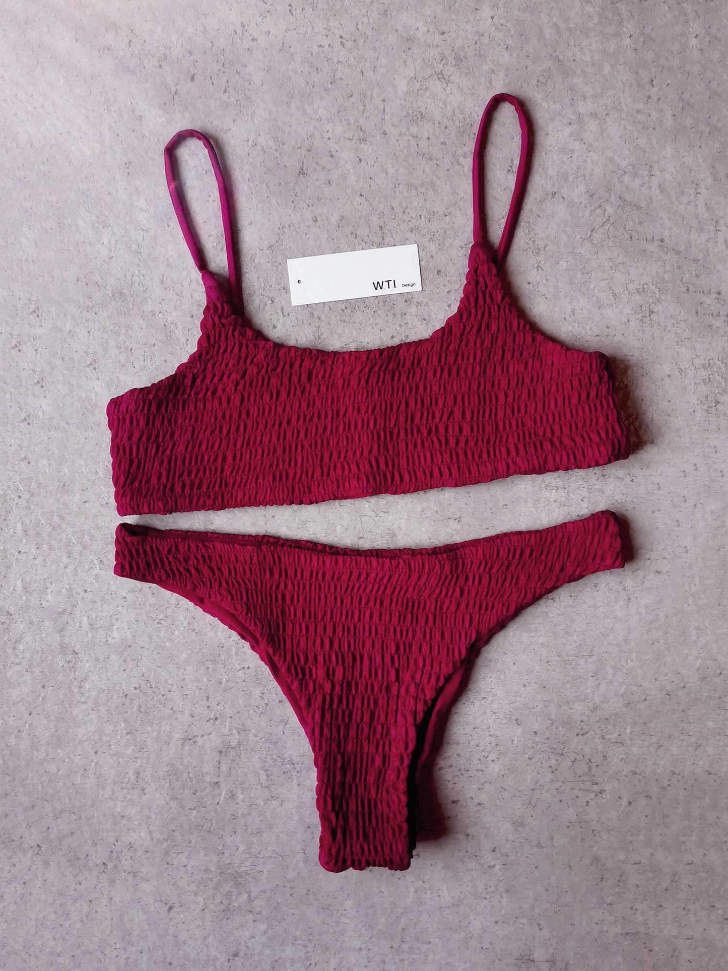 Cute Scrunch Spaghetti Bikini Set - worthtryit.com