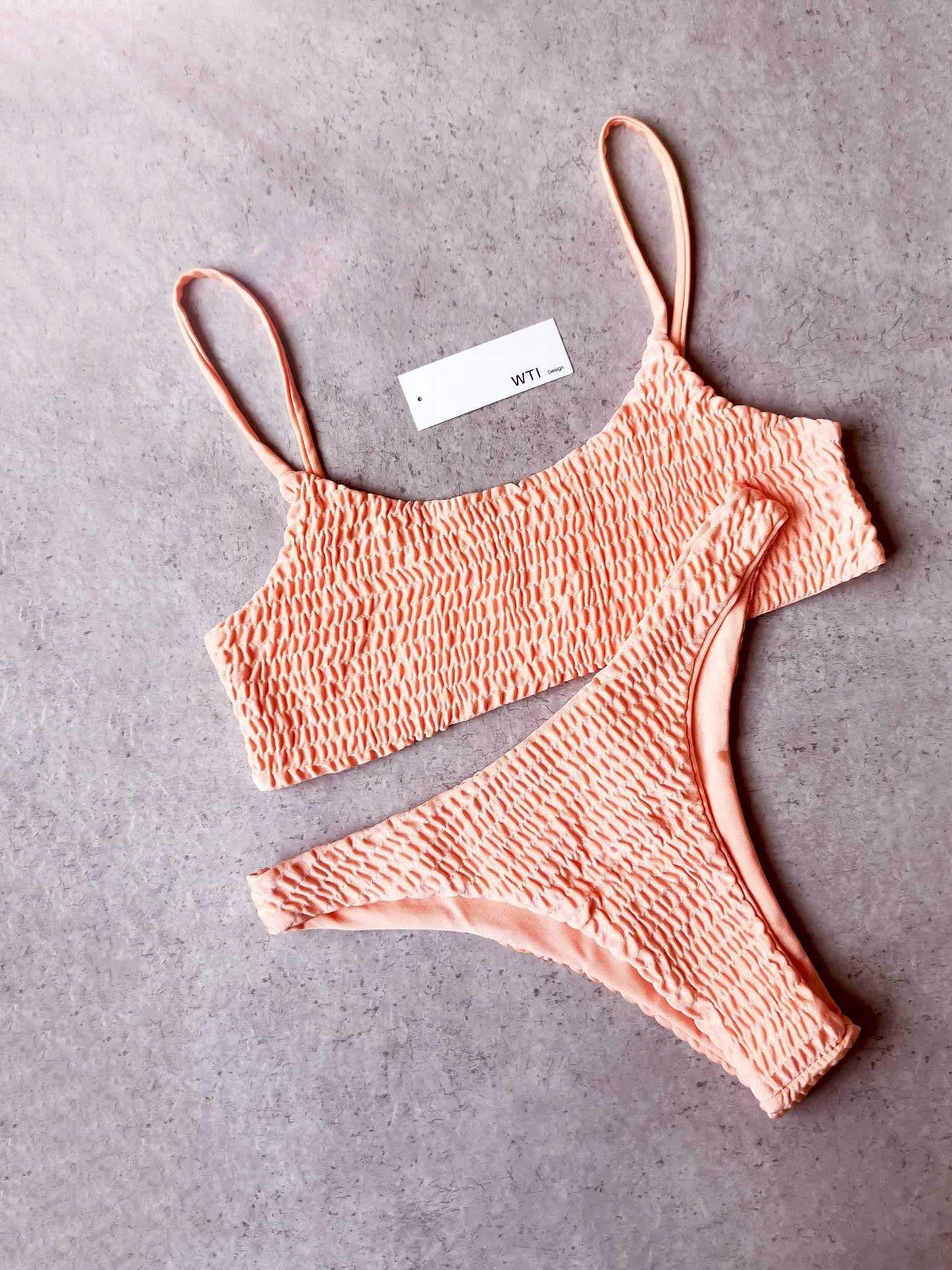 Cute Scrunch Spaghetti Bikini Set - worthtryit.com