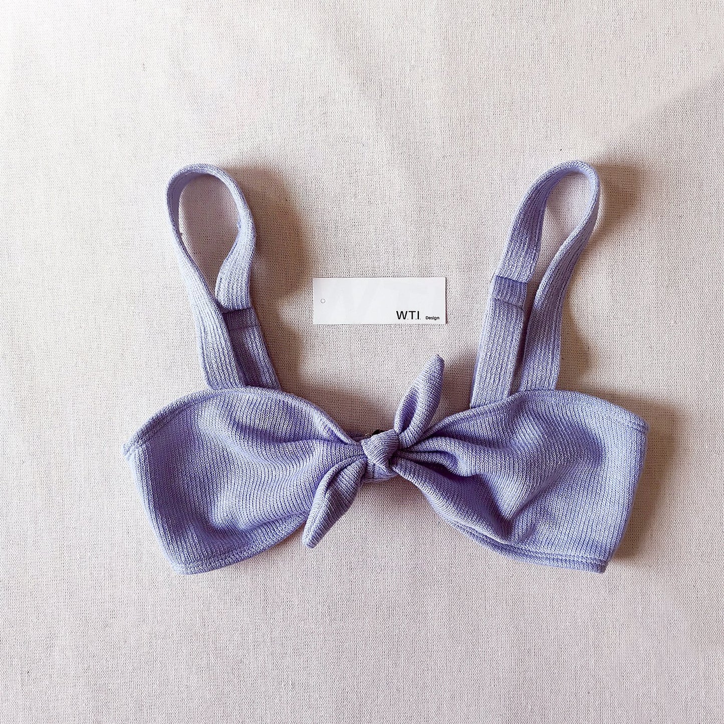 Textured Front Bow Tie Ruffle Waist Crop Top Bikini Swimsuit