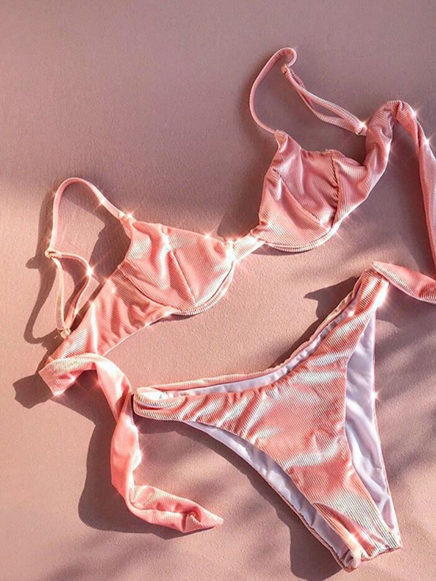 Ribbed Velvet Underwire Bikini Swimsuit