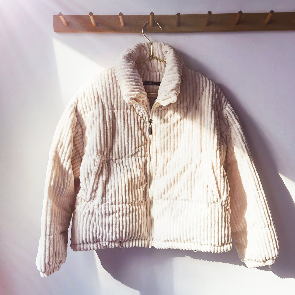 Stand Up Cord Puffer Jacket-Cream – W.T.I. Design