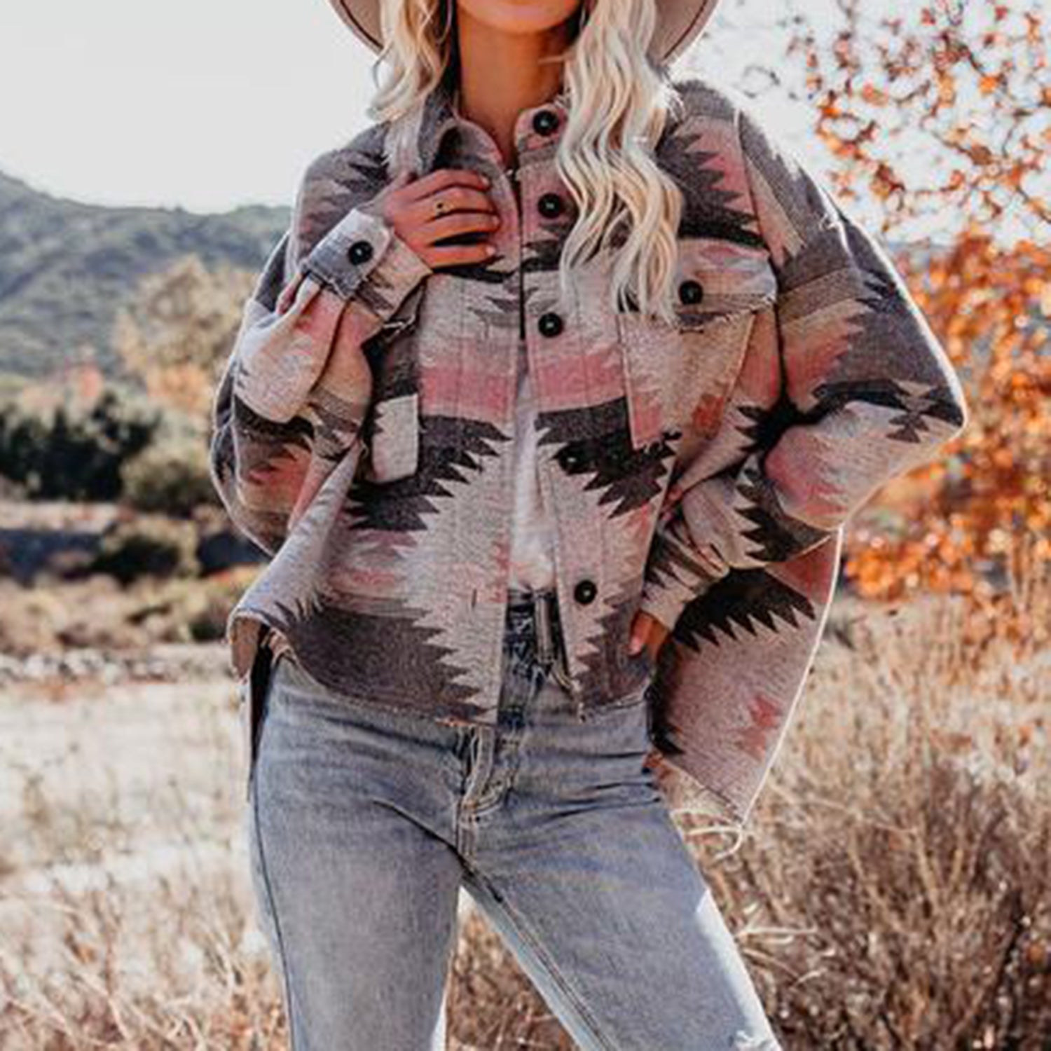 Oversized Vintage Aztec Long Sleeves Shirt Jacket – W.T.I.