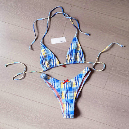 Checked Triangle Bikini Swimsuit DY21