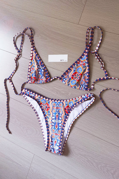 Boho Print Triangle Bikini Swimsuit