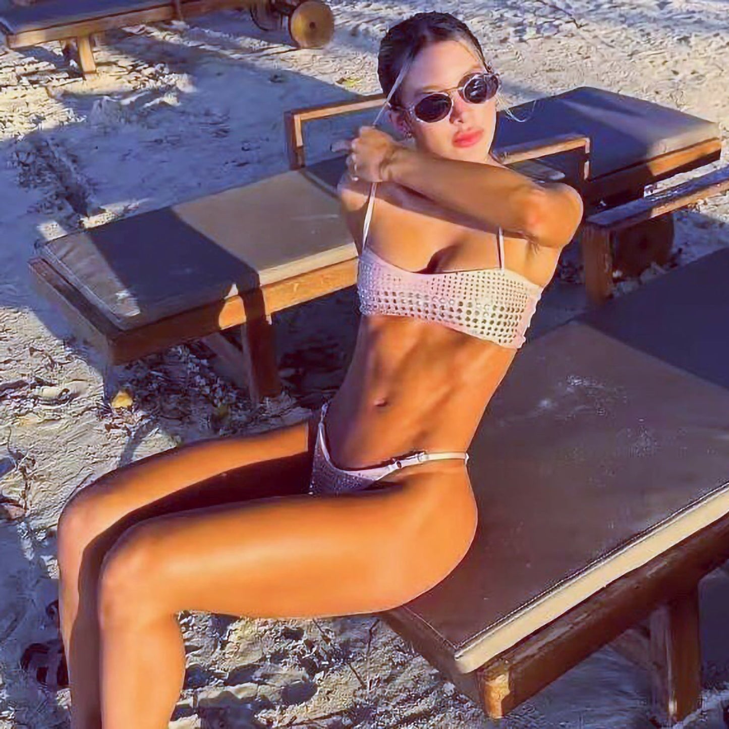 Studs Crop Top Bandeaux Bikini Swimsuit