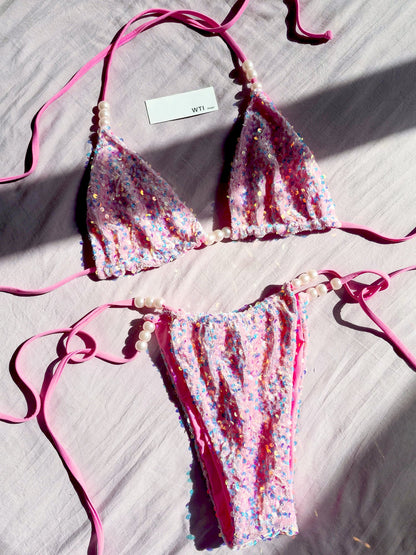 Sequin Beaded  Bikini Swimsuit