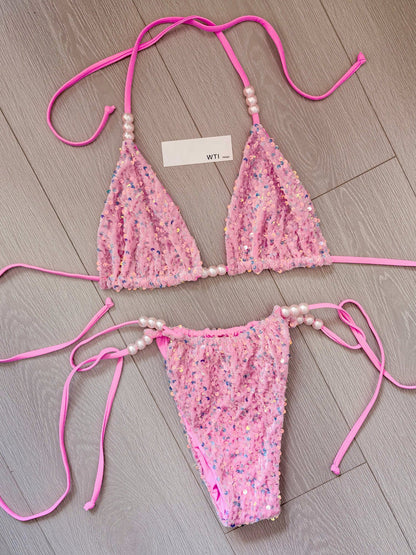 Sequin Beaded  Bikini Swimsuit