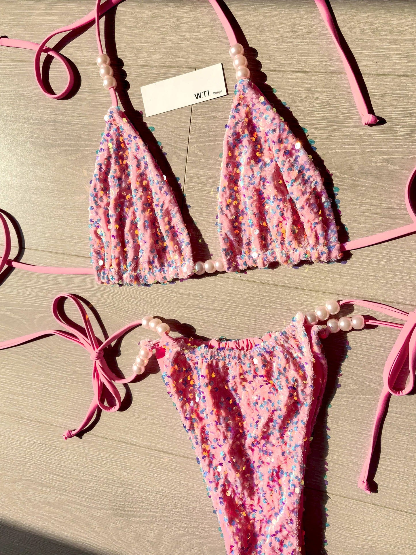 Sequin Beaded  Bikini Swimsuit