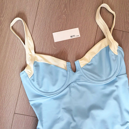 Color-Blocked  Underwire One Piece Swimsuit