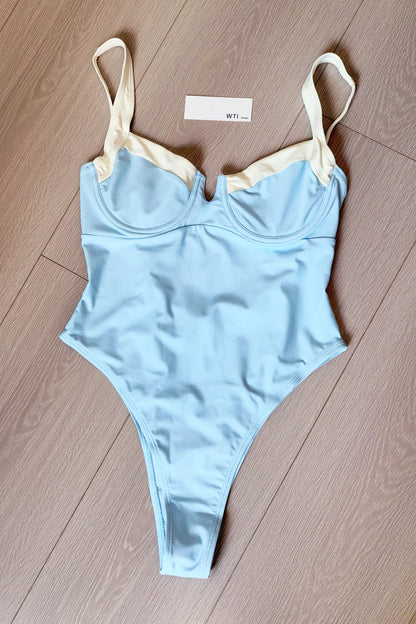 Color-Blocked  Underwire One Piece Swimsuit