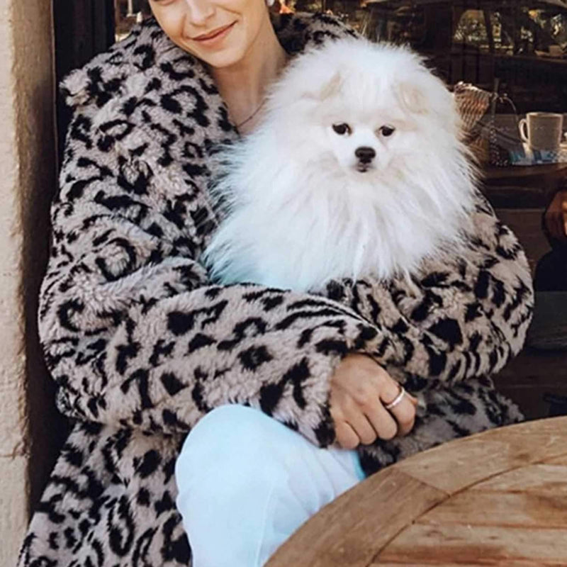 Oversized Leopard Print Fuzzy Teddy Coat - worthtryit.com
