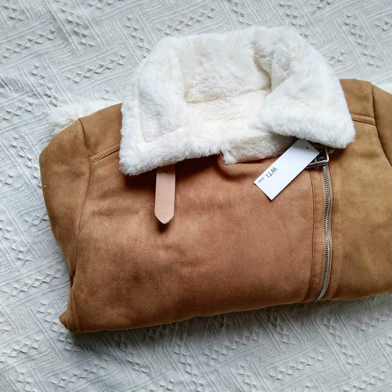 Oversized Faux Fur Moto Bike Jacket - worthtryit.com