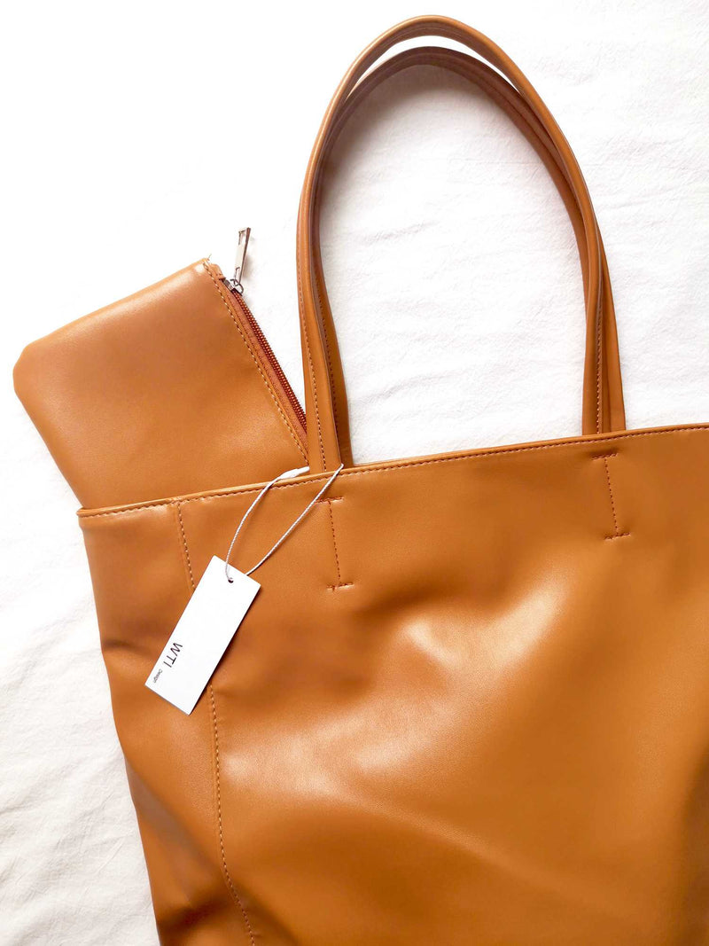 Gold Fashion Vegan Leather Large Tote