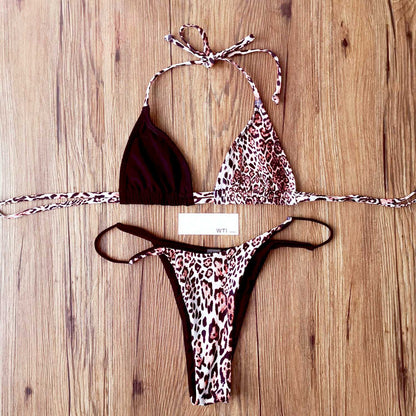 Mix Blocked Triangle High Rise Bikini Swimwear - worthtryit.com