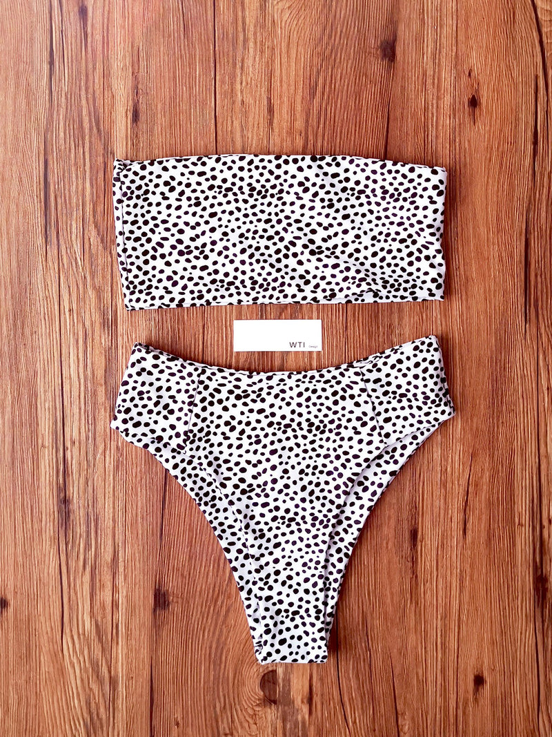 Animal Print High Waisted Bandeaux Bikini Swimsuit - worthtryit.com