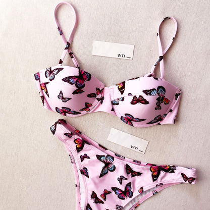 Butterfly Underwire High Leg Bikini Swimsuit
