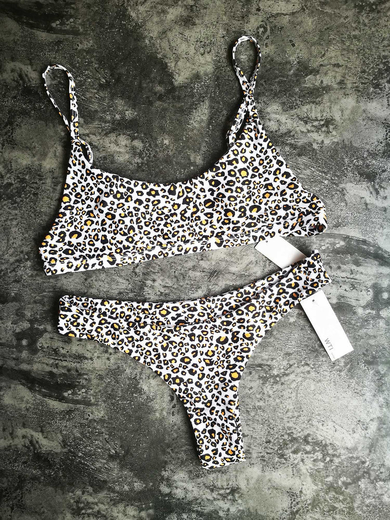 Leopard Print Crop Top High Cut Bikini Set – W.T.I. Design