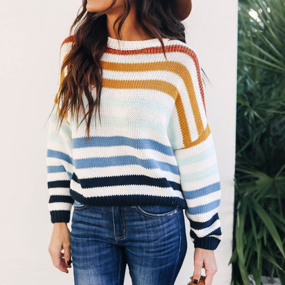 Colorful Stripes Knit Short Sweater