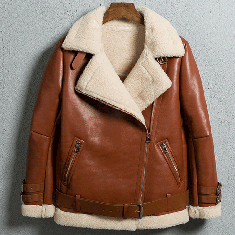 Oversized Faux Fur Moto Bike Jacket - worthtryit.com