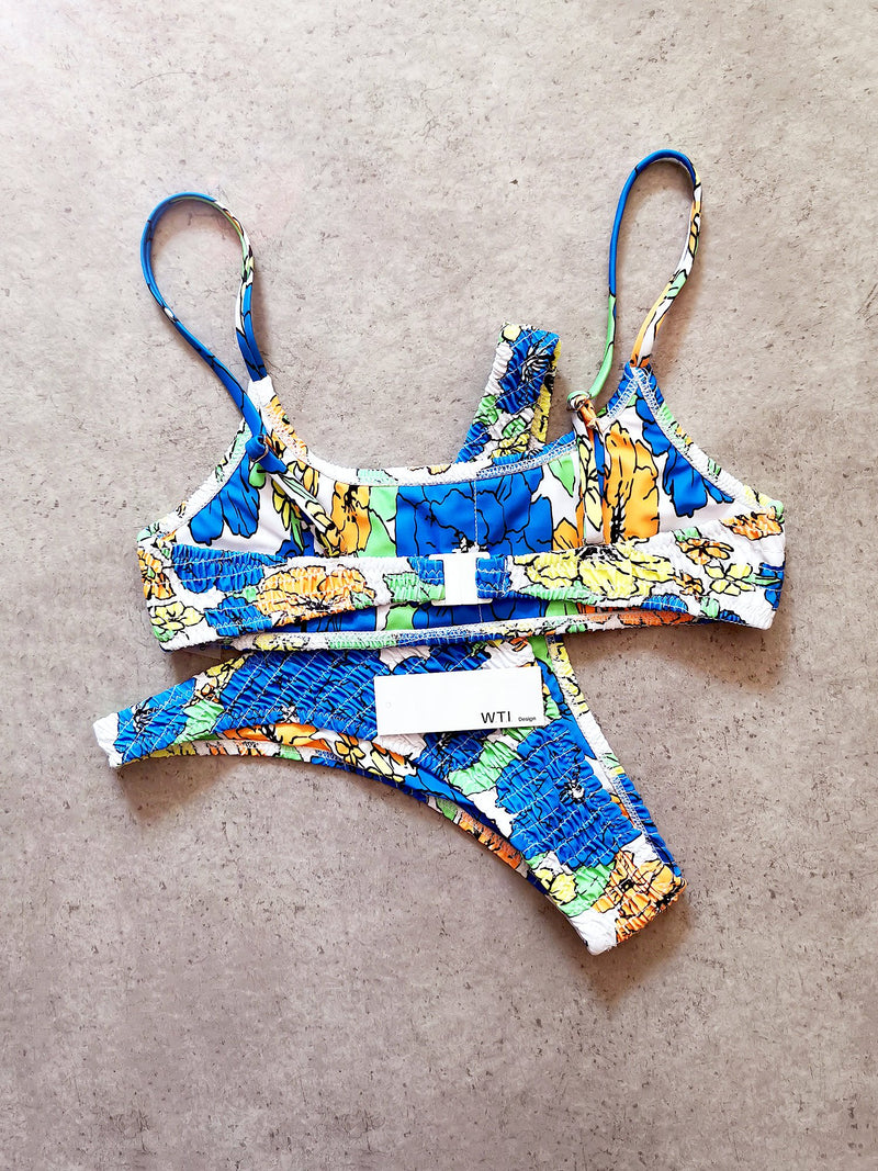 Floral Scrunched Crop Top Bikini Swimsuit SY208