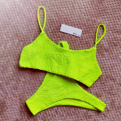 Cute Scrunch Spaghetti Bikini Set - worthtryit.com