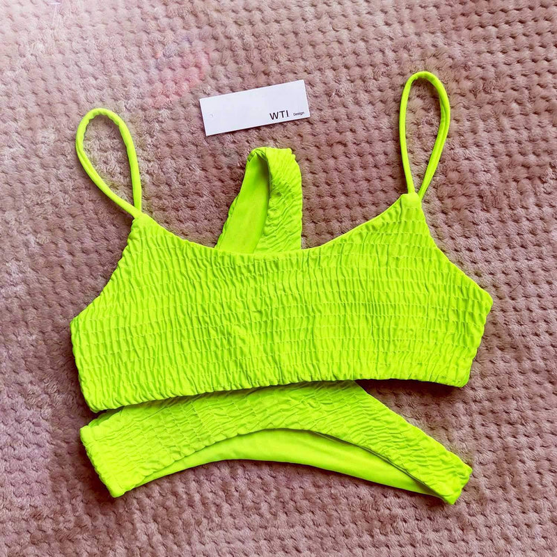 Cute Scrunch Spaghetti Bikini Set - worthtryit.com