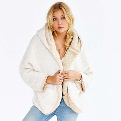 Reversible Faux fur Hoodie Coat Fuzzy Jacket - worthtryit.com