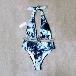 Tie Dye High Waisted Two Piece Bikini Set - worthtryit.com