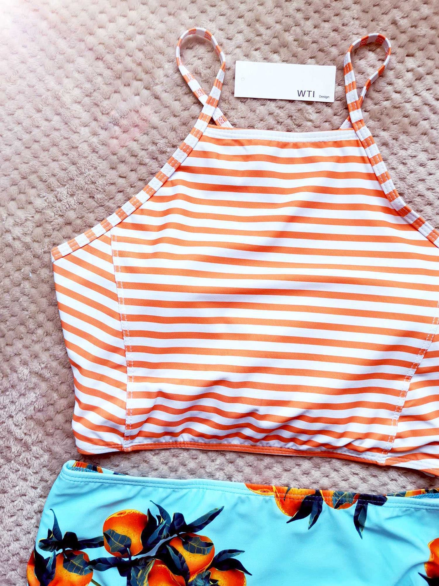 High Top Swimsuit Lace up High Neck Two Piece Swimsuit Bikini Set W.T.I. Design