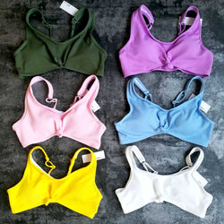 Sporty Ribbed Tie Knot Front High Cut Bikini Set - worthtryit.com