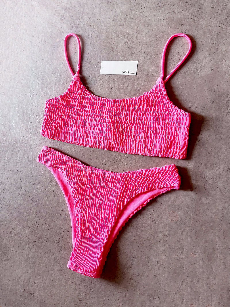 Scrunch Swimsuit Cute Bikinis with Ruched Brazilian String High