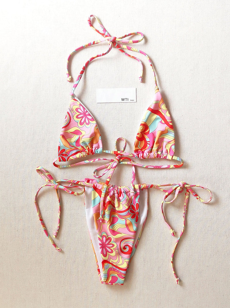 Floral Print Triangle Bikini Swimsuit DY21 – W.T.I. Design