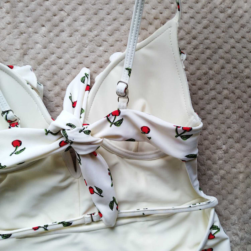 Cute Cherry Print Underwear One Piece Swimsuit - worthtryit.com