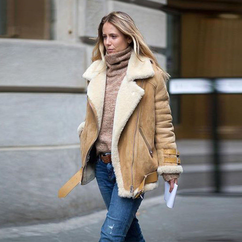 Oversized Faux Fur Moto Bike Jacket - worthtryit.com