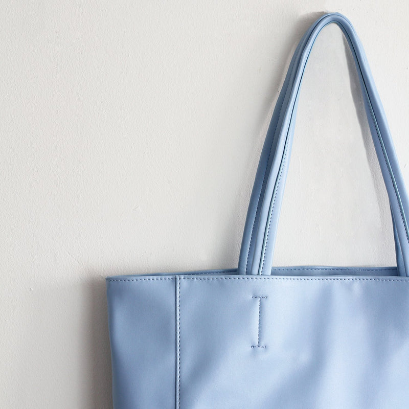 Eco Vegan Leather Lambskin Work Tote bag Large 16.7" With Little Purse Inside