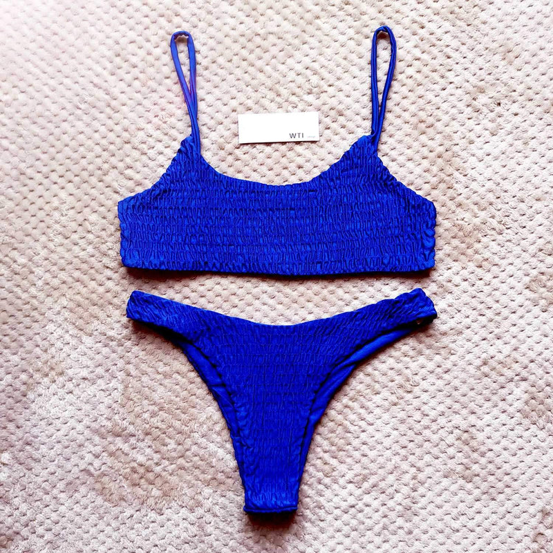 Cute Scrunch Spaghetti Bikini Set - worthtryit.com