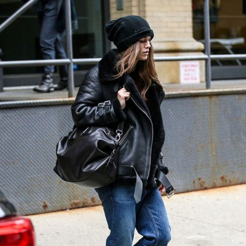 Oversized Faux Fur Moto Bike Jacket - worthtryit.com