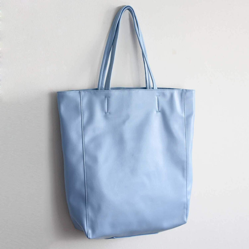 Eco Vegan Leather Lambskin Work Tote bag Large 16.7" With Little Purse Inside