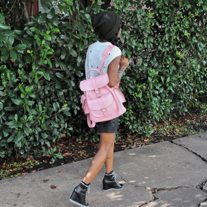 Cute Faux Leather Backpack College School Bags