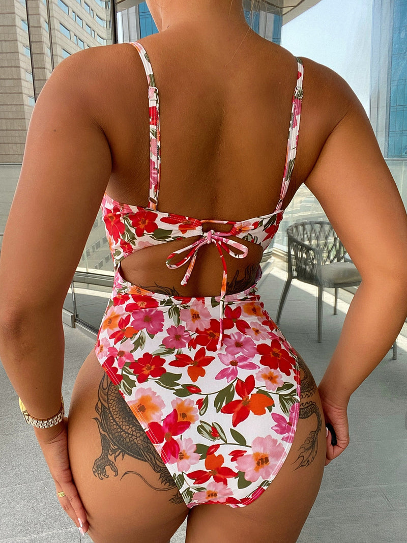 Floral Underwire One Piece Swimsuit