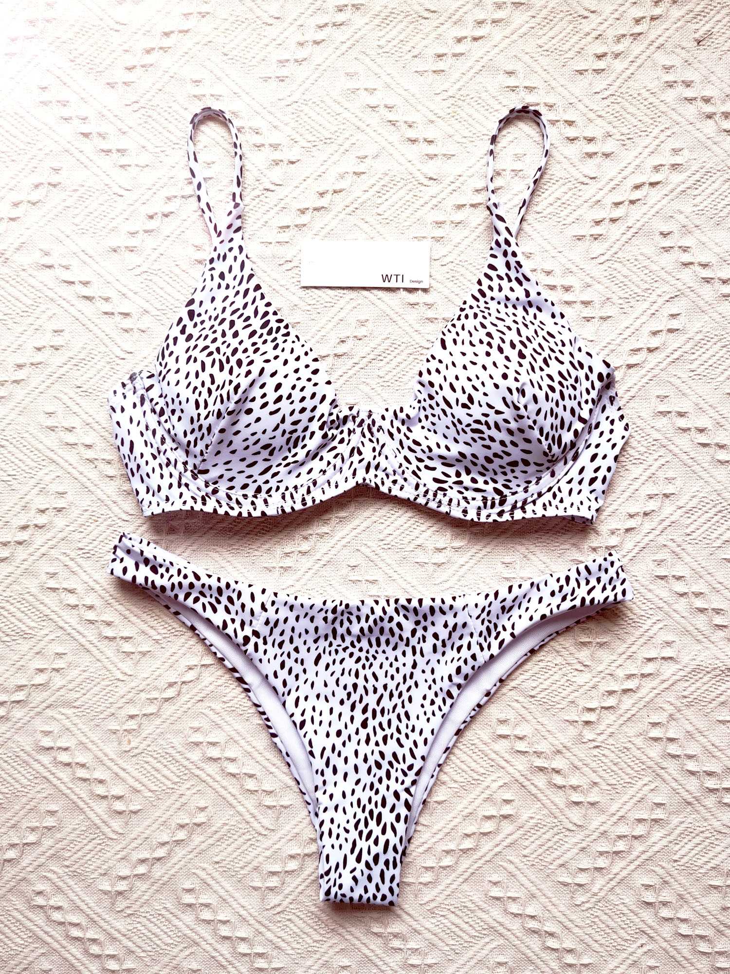 Cute Spot High Rise Underwire Bikini Swimwear - worthtryit.com